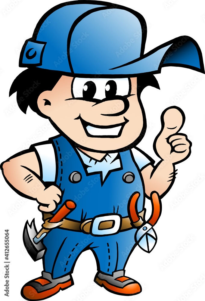 Vector Cartoon illustration of an happy Handyman giving Thumbs Up Vector Cartoon illustration of an happy Handyman giving Thumbs Up