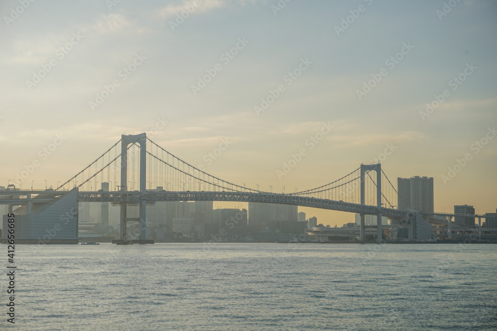 Rainbow Bridge Odaiba Tokyo Japan Sunset Stock Photo Stock Images Stock Pictures