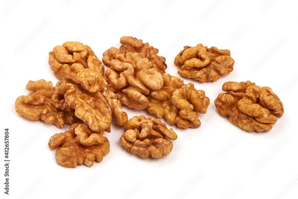 Walnut kernel, Nuts, isolated on white background Walnut kernel, Nuts, isolated on white background