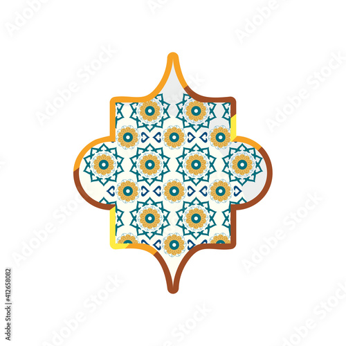 Ramadan gold frame with mandalas vector design