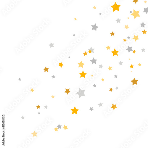 Golden and silver stars frame. Celebration banner. Gold and gray shooting stars. Glitter elegant design elements. Magic decoration. Children room decor. Vector illustration
