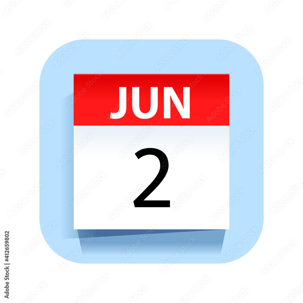 June 2. Calendar Icon. Vector Illustration. June 2. Calendar Icon. Vector Illustration.