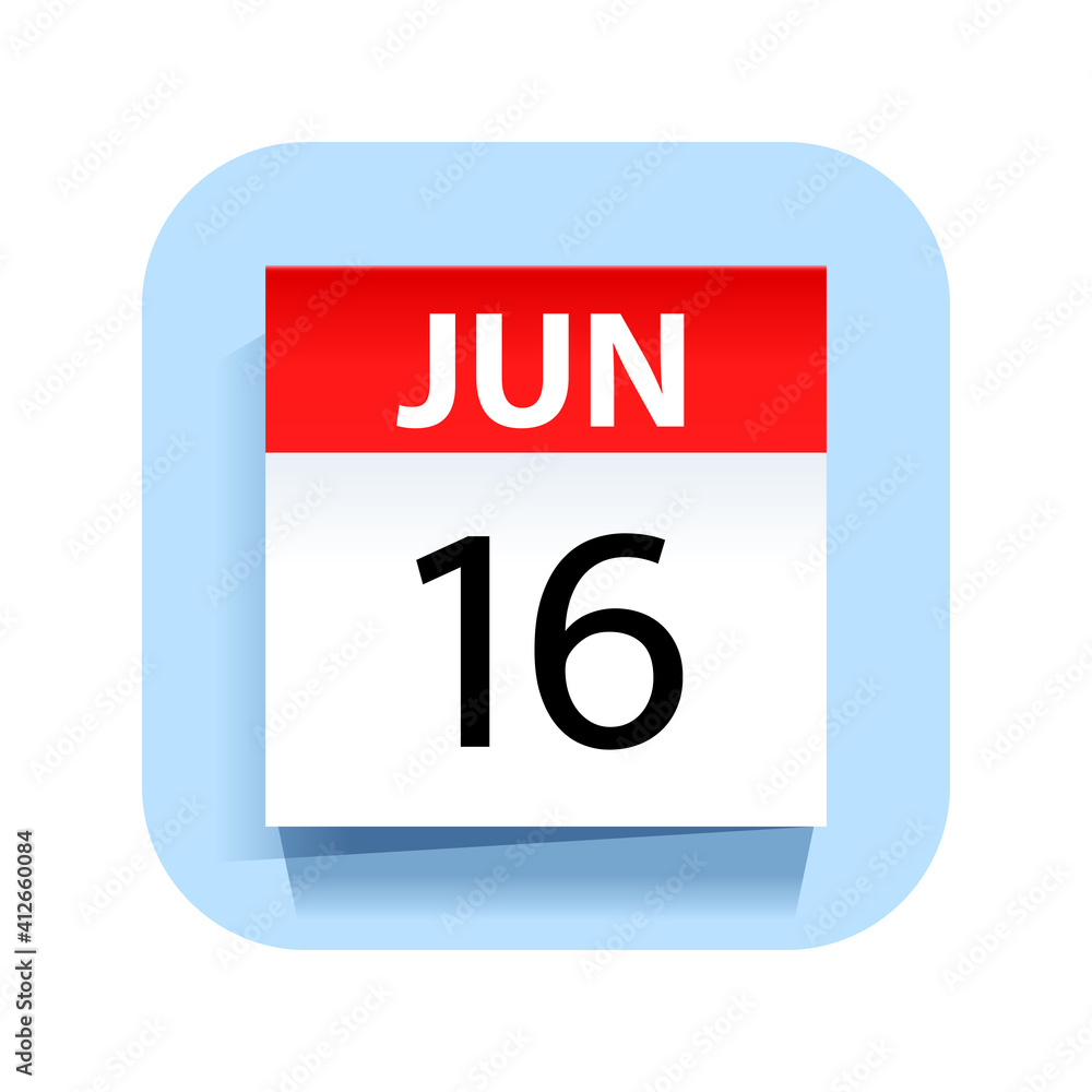 June 16. Calendar Icon. Vector Illustration. June 16. Calendar Icon. Vector Illustration.