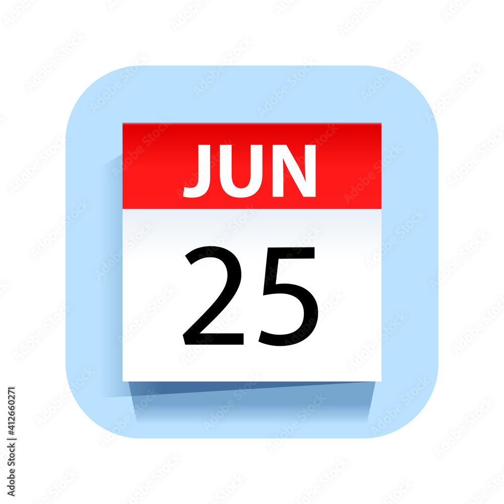 June 25. Calendar Icon. Vector Illustration. June 25. Calendar Icon. Vector Illustration.
