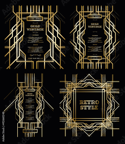 art deco frame  vector pattern. vector set retro pattern for vintage party Gatsby style 