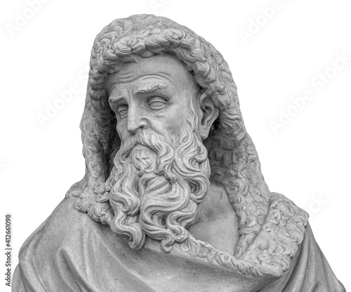 Sticker Head and shoulders detail of the ancient man with beard sculpture