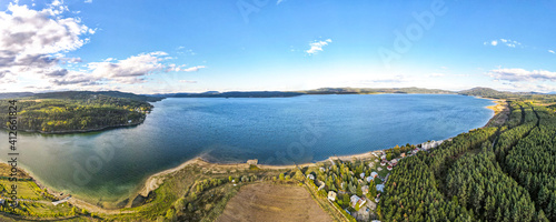 Fototapeta Naklejka Na Ścianę i Meble -  Aerial panorama of Iskar Reservoir, Bulgaria
