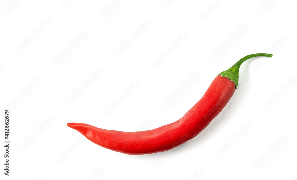 Ripe red hot pepper isolated on a white background