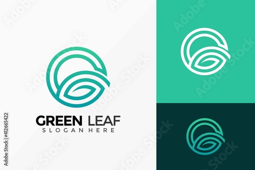 Circle Green Leaf Logo Design. Creative Idea logos designs Vector illustration template