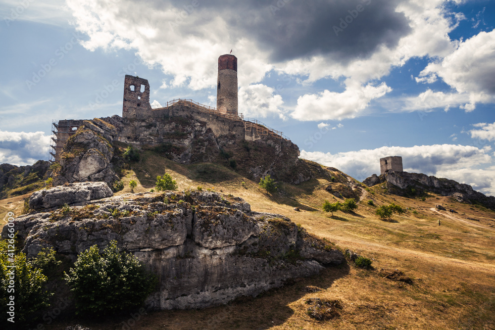 Ruins of the medieval Olsztyn castle in Poland