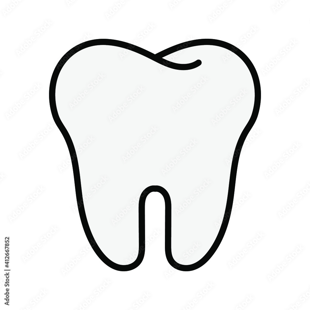 Collection of tooth icon in flat design. Color editable on white background Collection of tooth icon in flat design. Color editable on white background