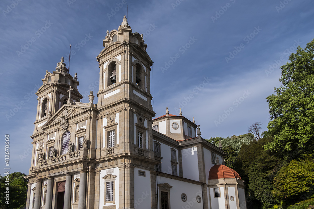 Fototapeta premium Architectural details of Good Jesus of the Mount church (Bom Jesus do Monte, 1784) by Carlos Amarante near Braga. Portugal.