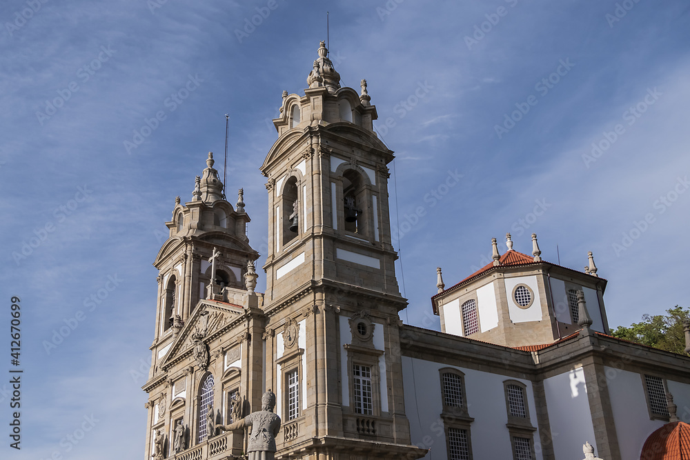 Architectural details of Good Jesus of the Mount church (Bom Jesus do Monte, 1784) by Carlos Amarante near Braga. Portugal.