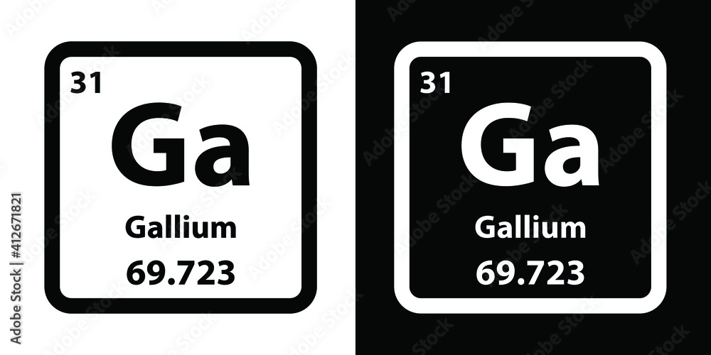 Ga Gallium chemical element icon. The chemical element of the periodic table. Sign with atomic number. Ga Gallium chemical element icon. The chemical element of the periodic table. Sign with atomic number.