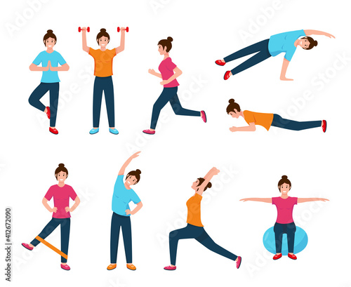 Young woman doing sport exercises.