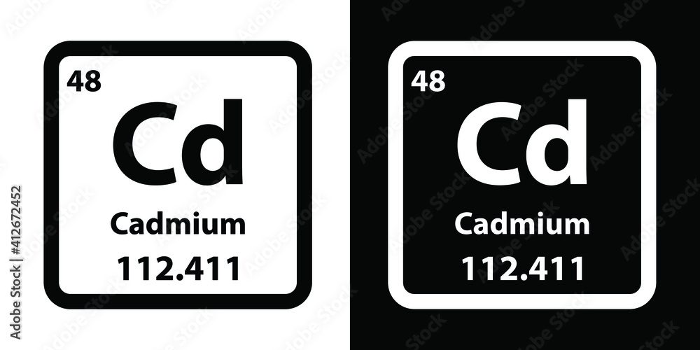 Cd Cadmium chemical element icon. The chemical element of the periodic table. Sign with atomic number. Cd Cadmium chemical element icon. The chemical element of the periodic table. Sign with atomic number.