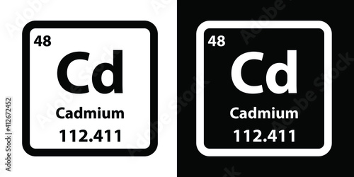 Cd	Cadmium chemical element icon. The chemical element of the periodic table. Sign with atomic number. 