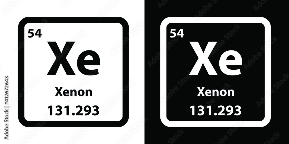 Xe Xenon chemical element icon. The chemical element of the periodic table. Sign with atomic number. Xe Xenon chemical element icon. The chemical element of the periodic table. Sign with atomic number.