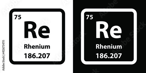 Re	Rhenium chemical element icon. The chemical element of the periodic table. Sign with atomic number. 