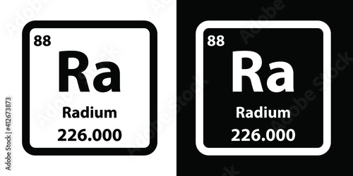 Ra	Radium  chemical element icon. The chemical element of the periodic table. Sign with atomic number. 