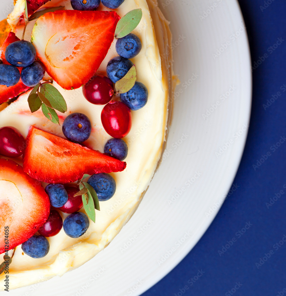 very tasty strawberry cake on a plate very tasty strawberry cake on a plate