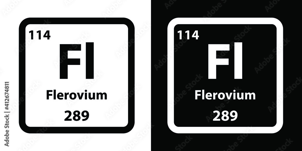 Fl Flerovium chemical element icon. The chemical element of the periodic table. Sign with atomic number. Fl Flerovium chemical element icon. The chemical element of the periodic table. Sign with atomic number.
