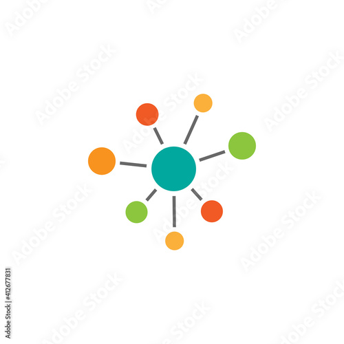 Hub network connection icon isolated on white. Tech or technology logo.