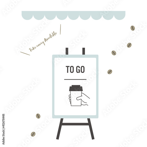 テイクアウトできる飲食店の看板のイメージイラスト