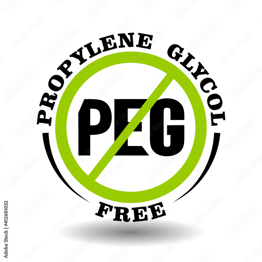 Prohibited vector stamp Propylene glycol free for bio packaging label.  Round sign No PEG in healthy products logo, bio chemicals icon, organic  cosmetics pictogram, natural medical farmacy marking Stock Vector | Adobe