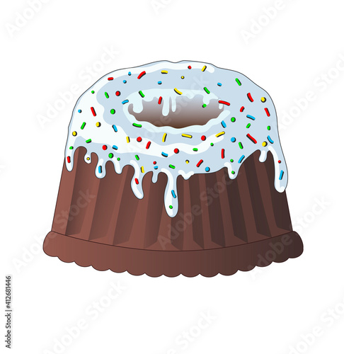 Easter cake with a hole inside. Stock vector illustration in cartoon style isolated on white background.