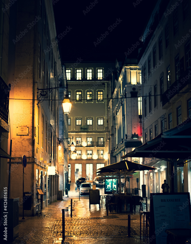 street in the night. Portugal, Lisbon