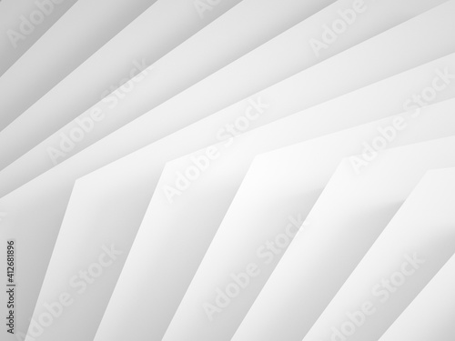 Abstract parametric pattern  white geometric installation with soft shadows. 3d