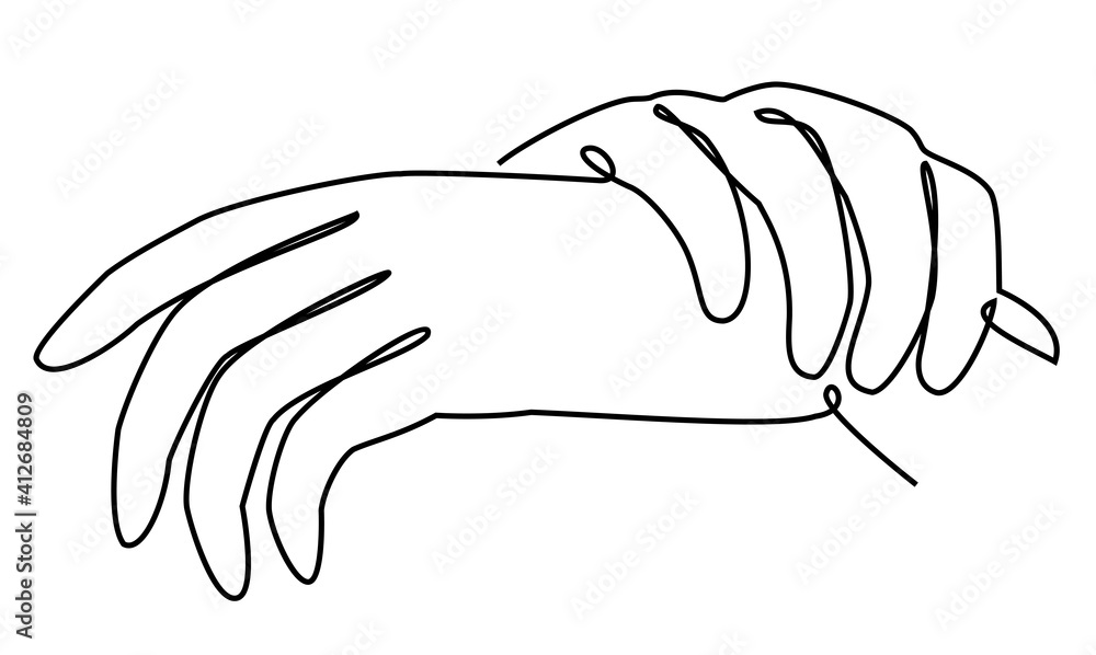 Lady hand silhouette. The elegant brush of the girl. Suitable for advertising cosmetics. Vector illustration.