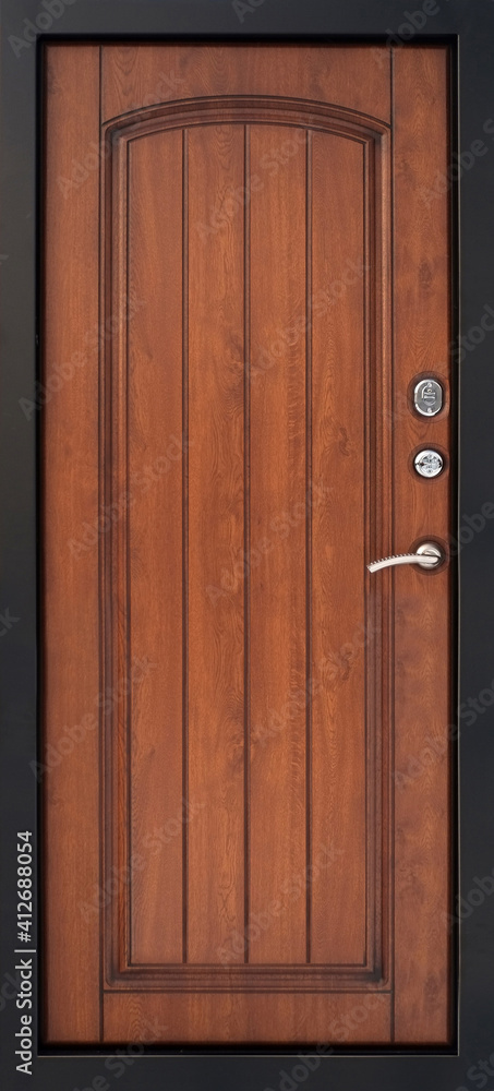Model of entrance metal door isolated on white background Model of entrance metal door isolated on white background