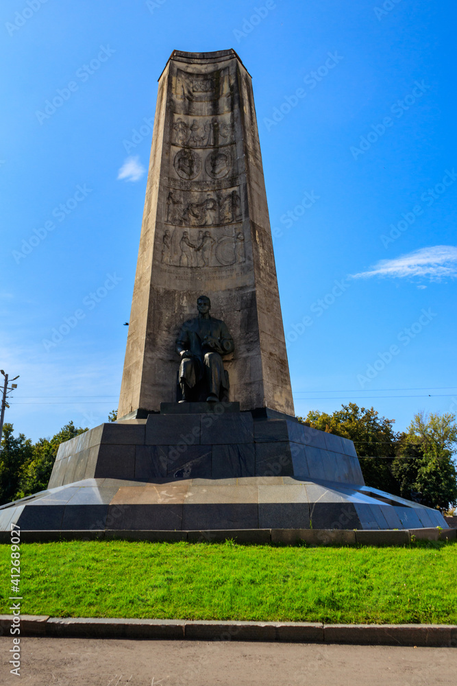 Monument to the 850th anniversary of Vladimir city on Cathedral Square in Vladimir, Russia