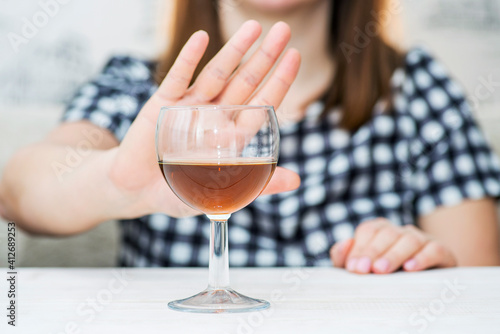 Fotografie Young woman refused alcohol drink