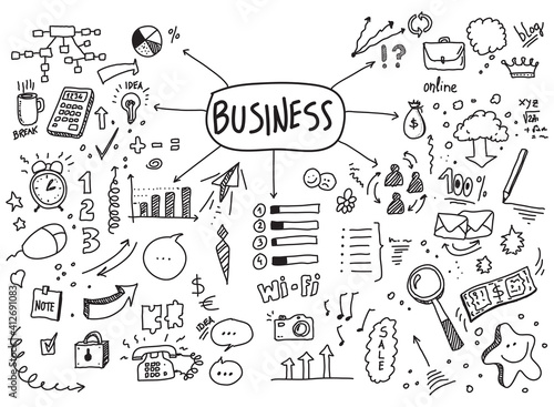 Business vector hand drawn doodles