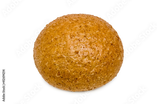 Obraz na płótnie Freshly baked wheat bread. Isolated object on white background. Healthy baked bread. Whole bread on white w salonie