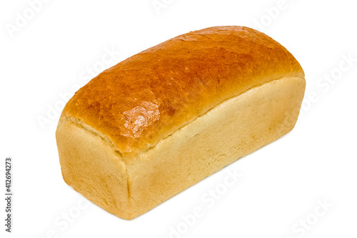Obraz na płótnie Freshly baked wheat bread. Isolated object on white background. Healthy baked bread. Whole bread on white w salonie