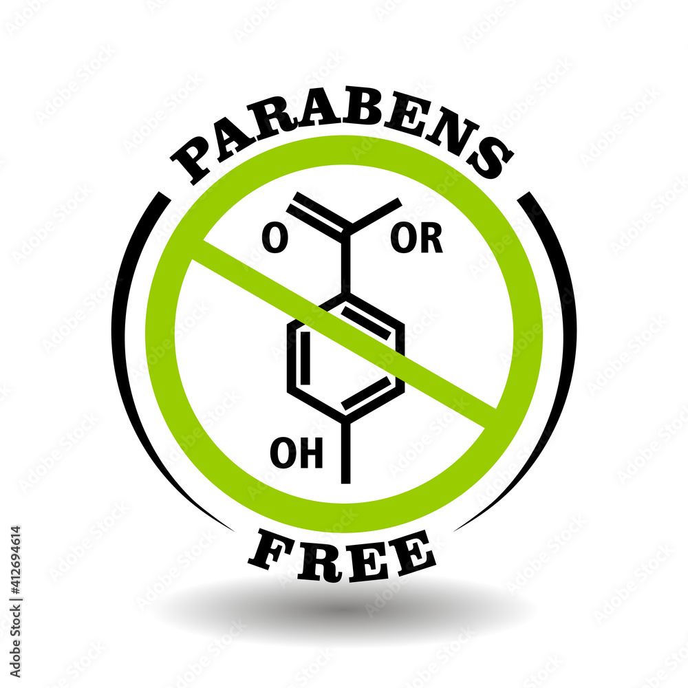 Prohibited vector stamp Parabens free for natural packaging. Round sign No paraben additives in healthy organic products Prohibited vector stamp Parabens free for natural packaging. Round sign No paraben additives in healthy organic products