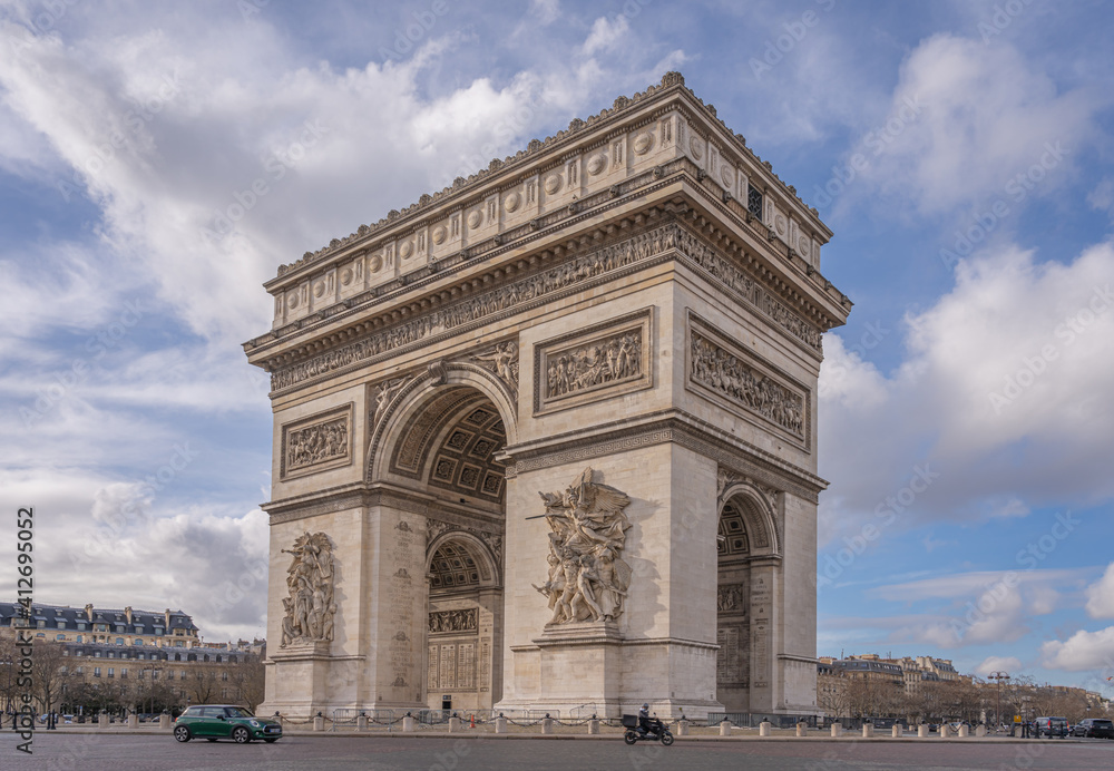 Paris, France - 02 05 2021: View of The Triumphal arch