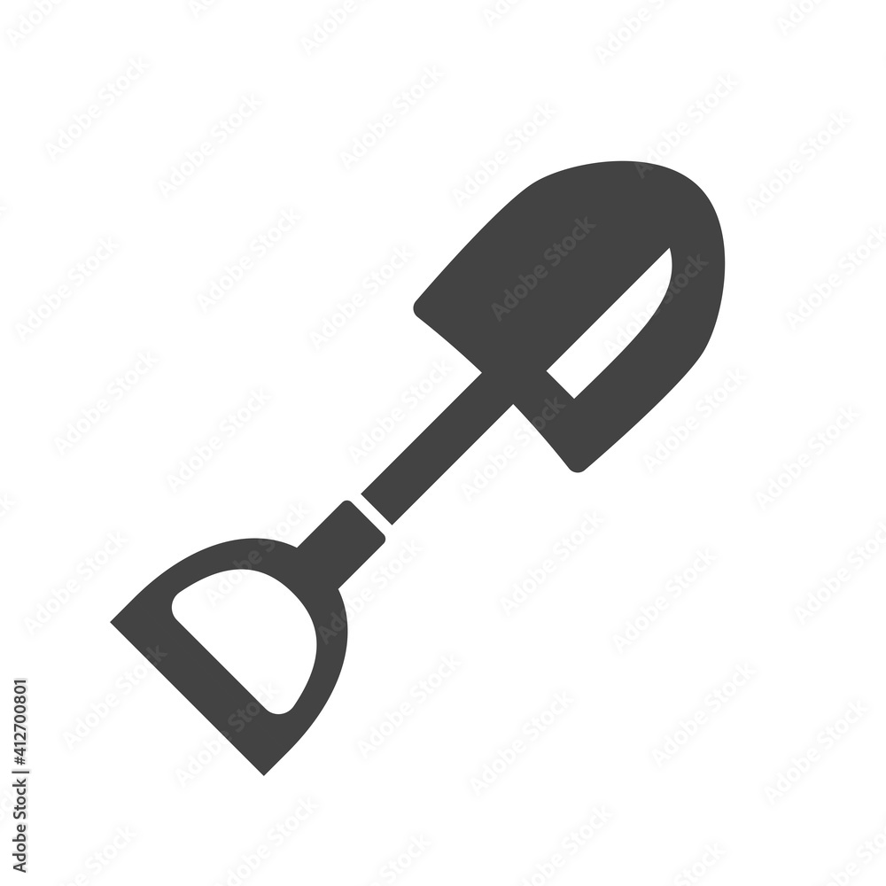 Shovel bold black silhouette icon isolated on white. Spade, gardening, farm equipment, tool. Shovel bold black silhouette icon isolated on white. Spade, gardening, farm equipment, tool.