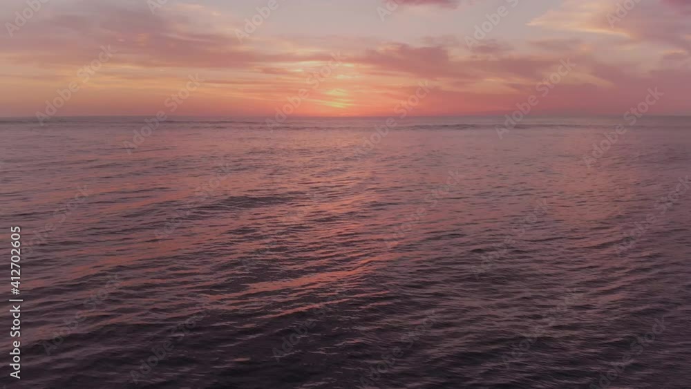 Calm Ocean Sunset Aerial Drone View Close To Water Golden Hour Calm Ocean Sunset Aerial Drone View Close To Water Golden Hour