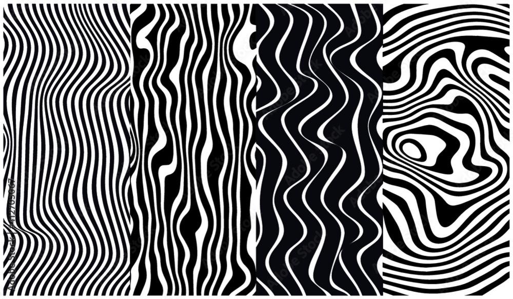 paquete de fondo de líneas abstractas en blanco y negro