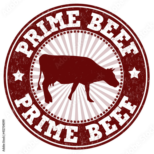 Prime beef grunge rubber stamp