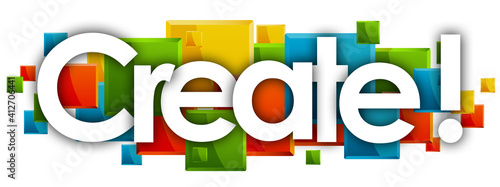 create word in colored rectangles background