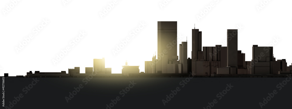 City landscape. City skyline 3d rendering.