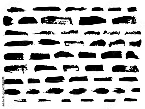 Paint stains brush stroke backgrounds set. Dirty artistic vector design elements for text, labels, logo.