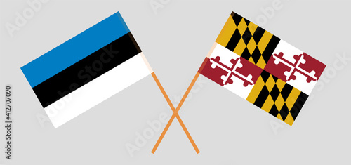 Crossed flags of Estonia and the State of Maryland photo