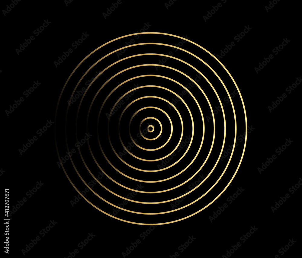 Concentric circle element. Gold luxurious color ring. Abstract vector illustration for sound wave, golden graphic, Modern decoration for websites, posters, banners, template EPS10 vector Concentric circle element. Gold luxurious color ring. Abstract vector illustration for sound wave, golden graphic, Modern decoration for websites, posters, banners, template EPS10 vector